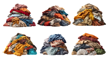 Collection of PNG. Pile of dirty laundry isolated on a transparent background.