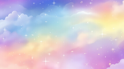 Aesthetic rainbow pastel galaxy shining stars background, abstract art backdrop