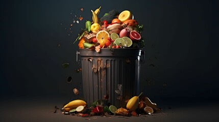 garbage can full of organic waste recycleing and separa separate waste .