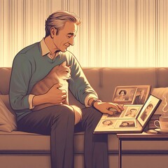 man sitting on sofa with laptop