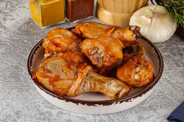 Raw marinated chicken drumstick for cooking