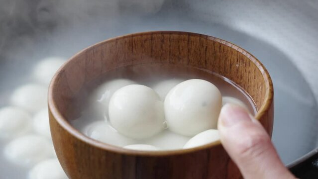 Boiled sweet dumping or tangyuan. traditional Chinese new year food .
