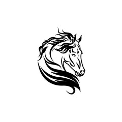 using the concept of a horse's head,Vector silhouette of a horse's head.