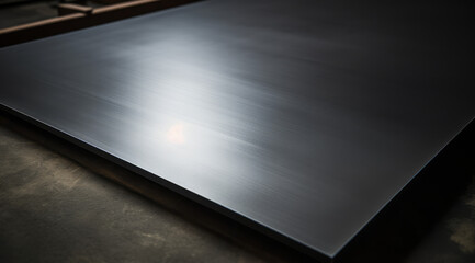 A stack of black oxide metal sheet with a smooth and reflective finish, ideal for industrial use. - obrazy, fototapety, plakaty