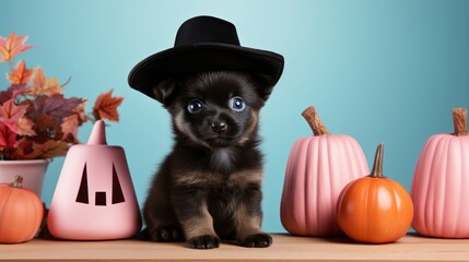 Cute Labrador Dog Witch Hat Home , Background HD, Illustrations