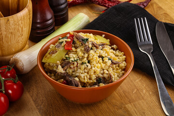 Bulgur with lamb and vegetables