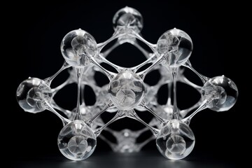 Showcase the symmetrical beauty of a crystal lattice structure, portraying the arrangement of atoms and their repeating patterns with breathtaking clarity.