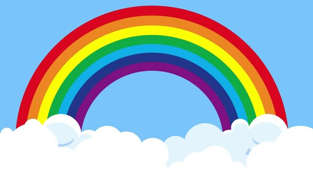 Cloud rainbow sky cartoon copy space background template for kids 