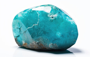 Photography of a turquoise gem on white background