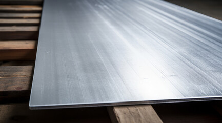 A stack of brushed metal sheets with a smooth and reflective finish, ideal for industrial use.