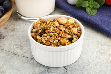 Granola museli cereal for breakfast