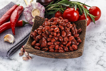 Red canned beans in the bowl