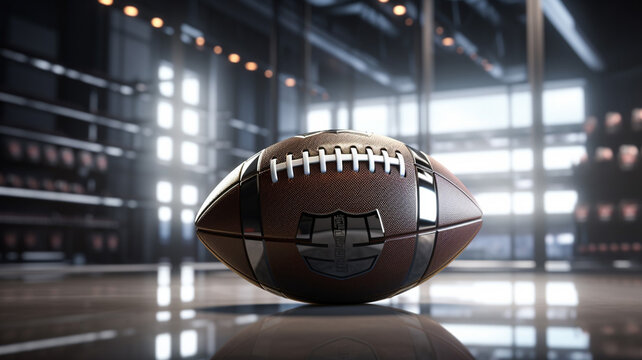 American football silver ball 3d render background