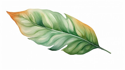 Leaf Watercolor illustration on white isolated background