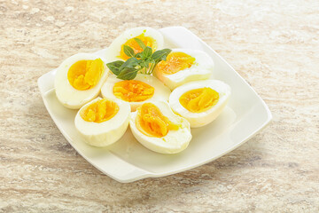 Boiled chicken egg for breakfast