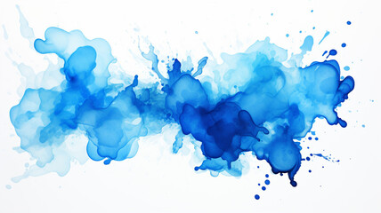 Beautiful blue blot of watercolor - obrazy, fototapety, plakaty