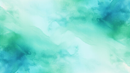 Hand drawn turquoise blue green watercolor gradient abstract bac - obrazy, fototapety, plakaty
