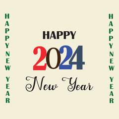 Fototapeta premium Happy new year 2024 design. With colorful vector. Premium vector dessign for poster, banner,party card etc greeting card and new year 2024 celebration.eps file.