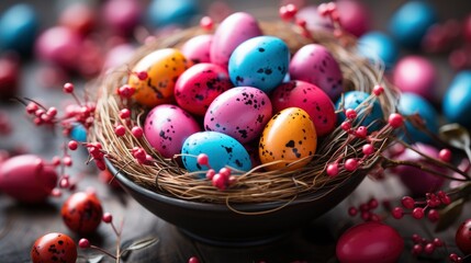 Fototapeta na wymiar Eggs Nest Religion Holiday Easter Food , Background HD, Illustrations