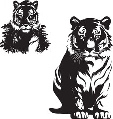 Lion king silhouette black animals silhouettes icons set hand drawn lion head face silhouette