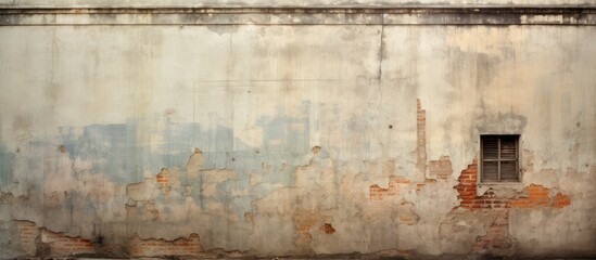 In the abstract, the old building stood tall, its weathered concrete facade and grungy walls giving it an ancient and antique feel, a relic of a bygone era, with a palette of decayed backgrounds that