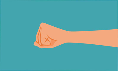 Hand in a Fist Vector Cartoon Design Background. Arm punch in defensive  fighting aggressive gesture
