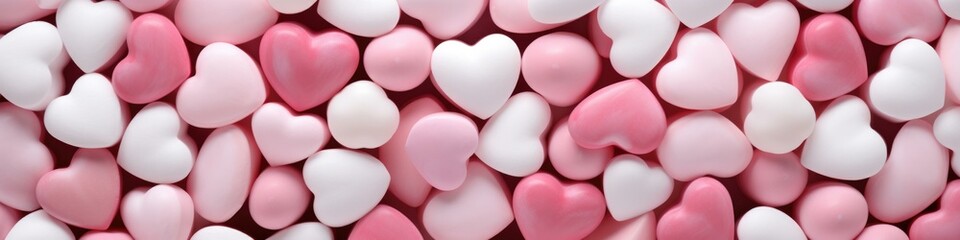 Fototapeta premium A close up of a bunch of pink and white hearts. Generative AI.