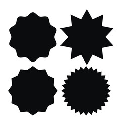 Set of black blank labels various shape isolated on white background. Vector illustration
