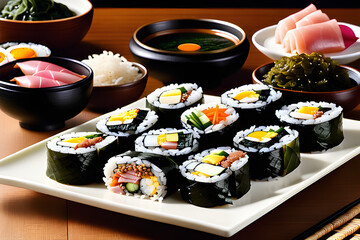 Kimbap is Korea's representative food. kimbap is a food that is eaten by placing rice on top of seaweed and adding various vegetables on top.
Generative AI.