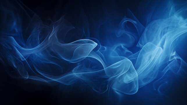 An image of blue smoke swirling against a dark background, creating a mysterious and ethereal effect.