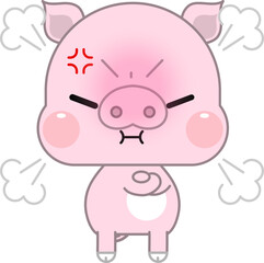 A Cute Cartoon Pink Pig, Standing with His Arms Crossed. Extremely Angry, and Steaming Smoke from His Head.