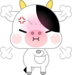 A Cute Cartoon Cow, Standing with His Arms Crossed. Extremely Angry, and Steaming Smoke from His Head.