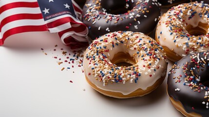 Frame Made Donuts Usa Flags Confetti , Background HD, Illustrations