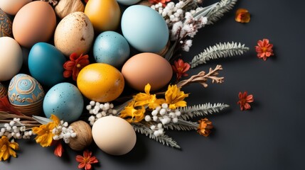 Fresh Flowering Branches Decorated Easter Colorful , Background HD, Illustrations