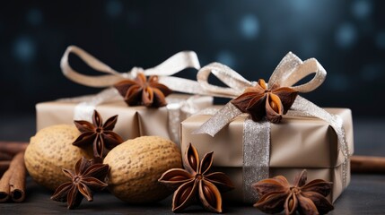 Fototapeta na wymiar Gifts Christmas Decoration , Background HD, Illustrations