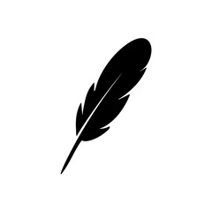 Feather, antique pen black vector icon