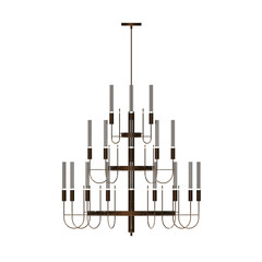 chandelier on the ceiling isolated on transparent background, hanging lamp, pendant light, 3D illustration, cg render