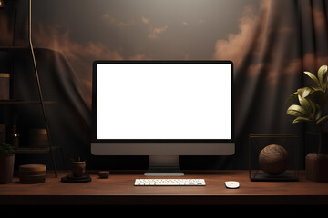 Fototapeta premium empty screen computer , mock up, high resolution photography generated by AI