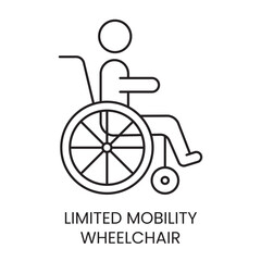 Fototapeta na wymiar People with disabilities, wheelchair line icon vector