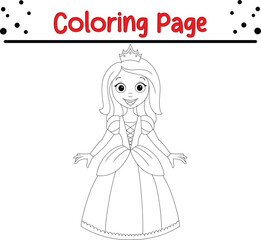 beautiful princess coloring book page for children