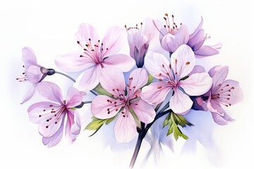 Watercolor cherry blossom isolated on white background. AI generative
