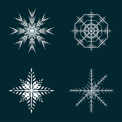Obraz premium Four different Flat snow icons, silhouette. Nice element for Christmas banner, cards. New year ornament concept