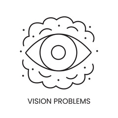 People with disabilities, vision problems, blindness and low vision line icon vector