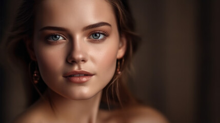 Obraz premium Portrait of beautiful young woman with clean fresh healthy skin 