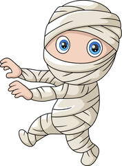 Cute mummy cartoon on white background