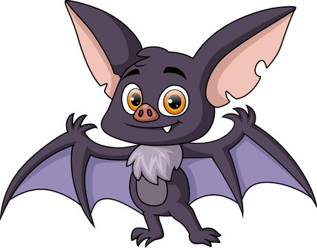 Cute bat cartoon on white background
