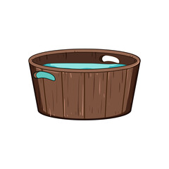 bucket wooden tub cartoon. bath outdoor, water relax, natural lifestyle bucket wooden tub sign. isolated symbol vector illustration