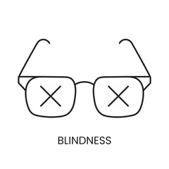People with disabilities, vision problems, blindness and low vision line icon vector