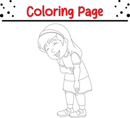Cute girl laughing coloring page