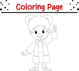 girl scientist holding test tubes coloring page